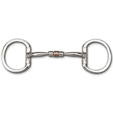 Myler Steel Eggbutt Without Hooks With Stainless Steel Comfort Snaffle With Copper Roller 5 Inch Mouth Copper Inlay Mb 03 - Hooves and Paws