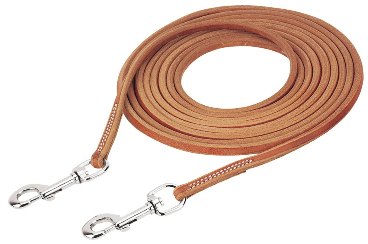 Weaver Leather Doubled & Stitched Hermann Oak Russet Harness Leather Reins with Latigo Liner - 1/2" x 8'