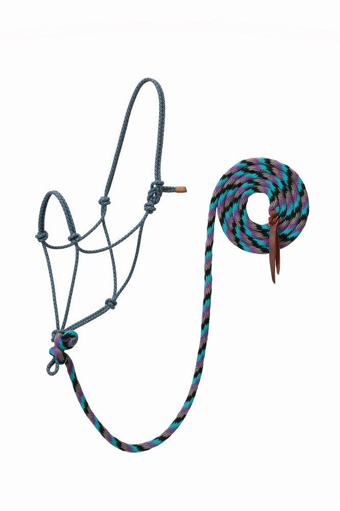 Weaver Leather Bamboo Ecoluxe Horse Equine Average Rope Halter with 10' Lead - Hooves and Paws