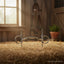 Myler 5 inch 89-24045 Full Cheek with Hook and Low Port Comfort Snaffle MB 04 horse bit, shiny silver, resting upright on golden hay in a rustic, sunlit stable.