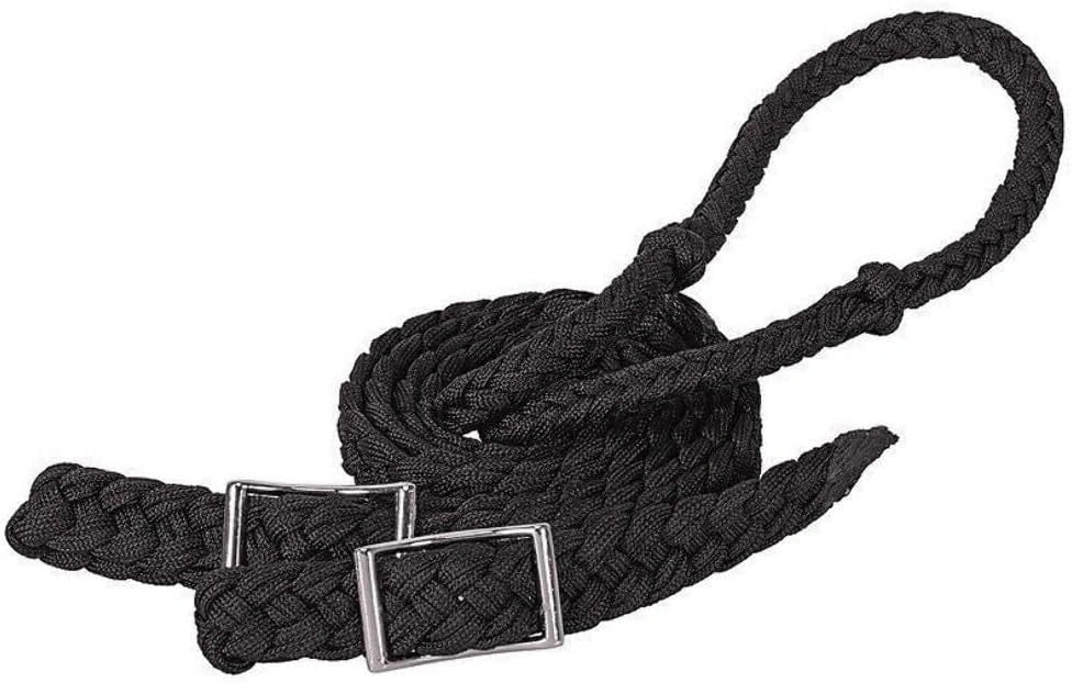 Weaver Equine Braided Nylon Barrel Reins Black/Purple/Mint - Hooves and Paws