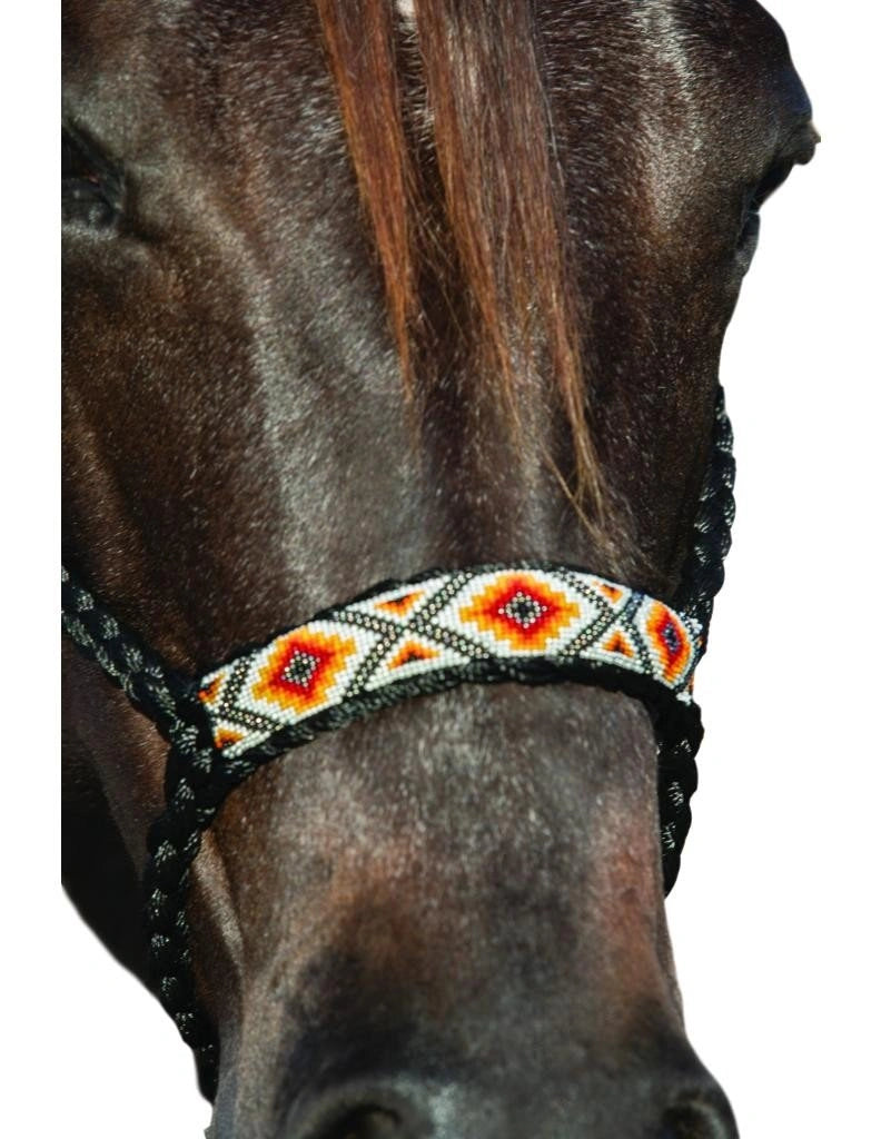 Professional's Choice Braided Rope Cowboy Halter with Lead - Comfortable Flat Nose Design
