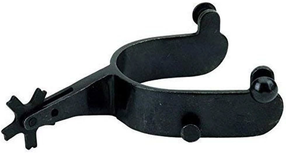 Weaver Leather Men's 2-1/2" Offset Bull Spurs - 5-Point Notched Rowel, 1" Band, Black Steel