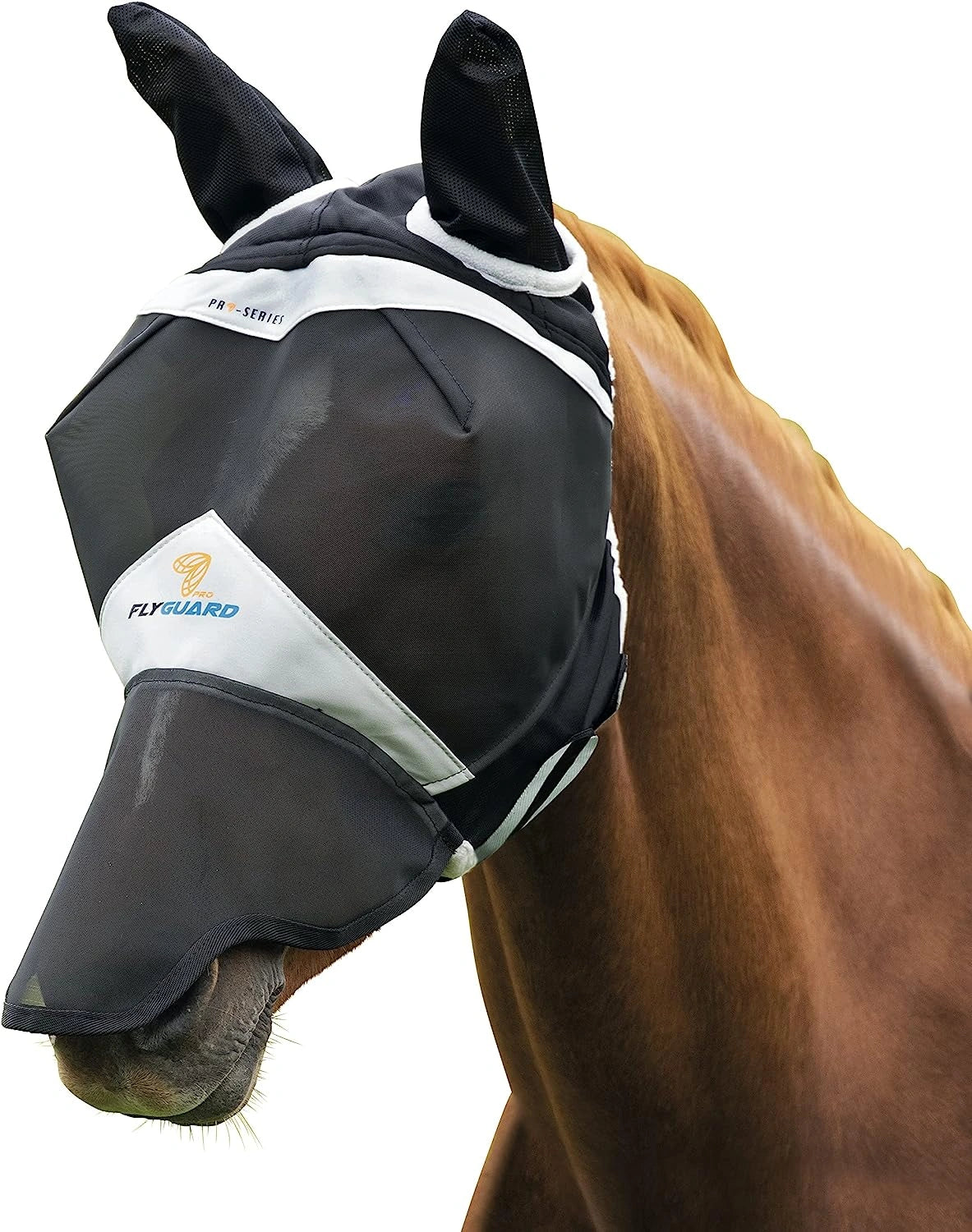 Shires Fine Mesh Horse Equine Fly Mask With Ears And Nose 60% UV Protection - Hooves and Paws