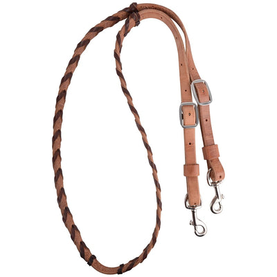 Martin Saddlery 3/4in Latigo Laced Harness Leather Barrel Reins - 7ft Length, Swivel Snap Ends