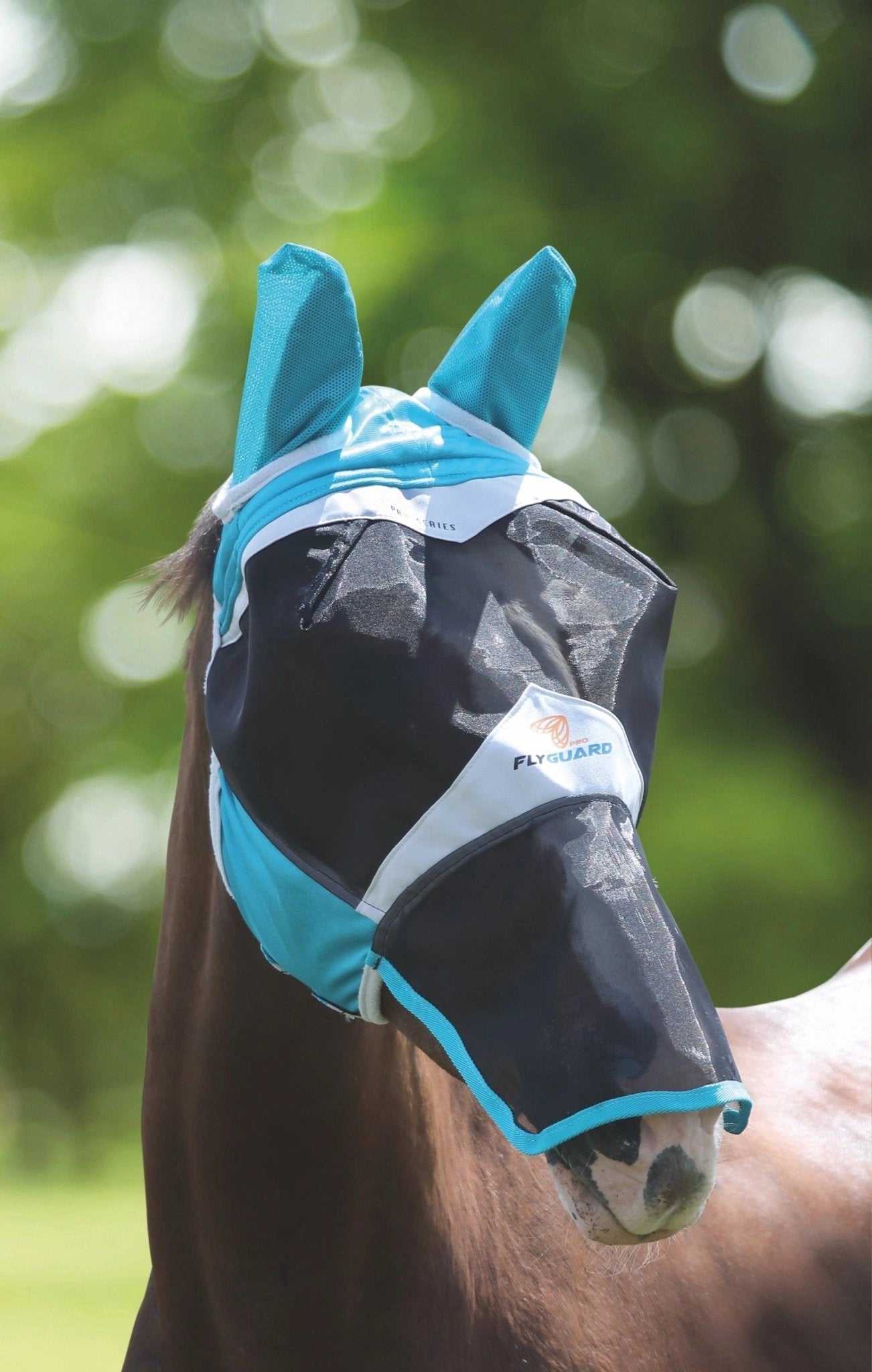 Shires Fine Mesh Horse Equine Fly Mask With Ears And Nose 60% UV Protection - Hooves and Paws