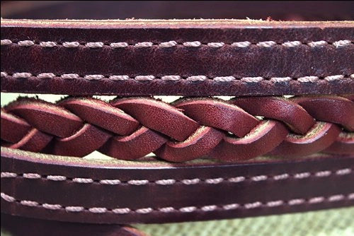 Weaver Leather Doubled & Stitched Hermann Oak Russet Harness Leather Reins with Latigo Liner - 1/2" x 8'