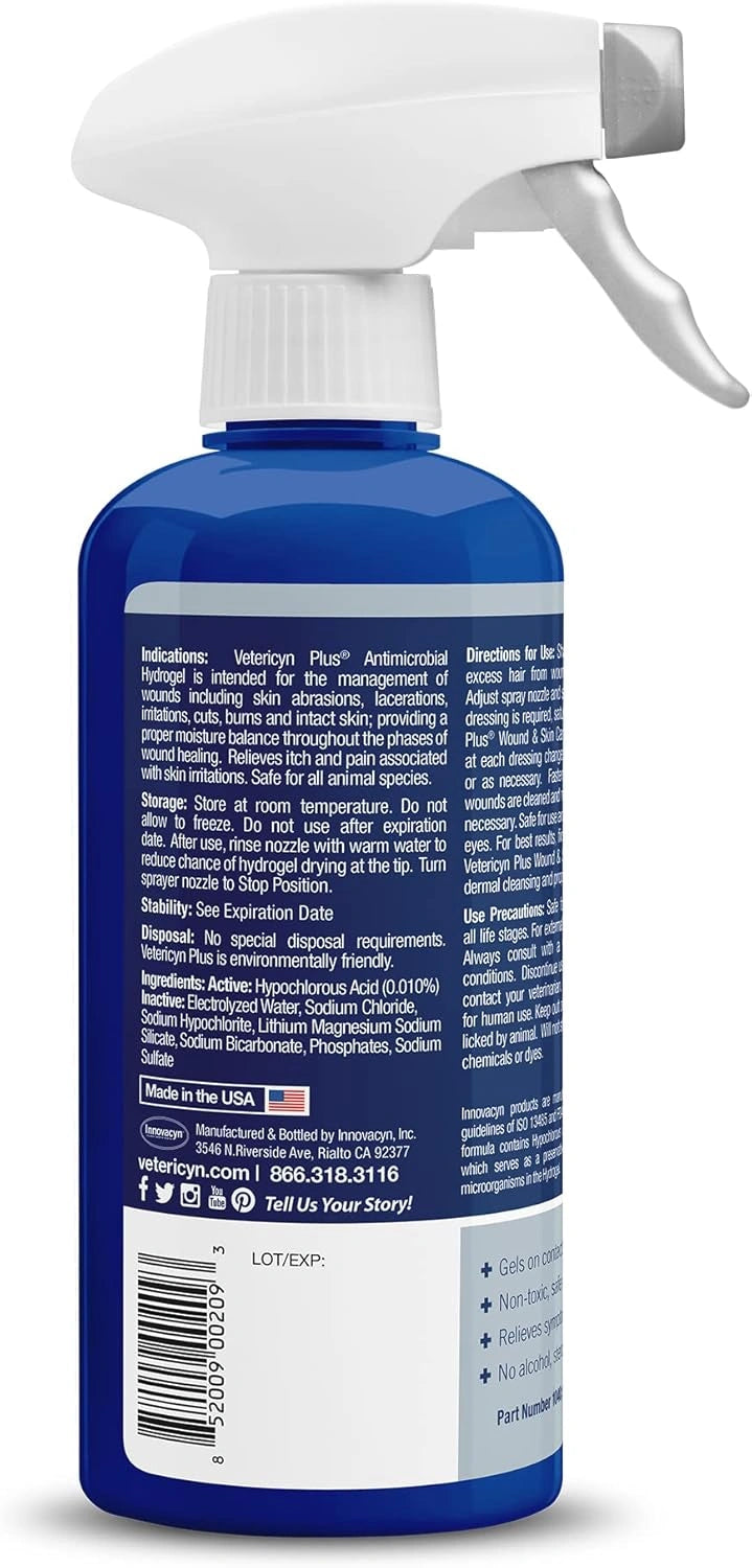Vetericyn Plus All Animal Wound Care Hydrogel Spray - Non-Toxic Healing Aid for Dogs, Cats, and Horses
