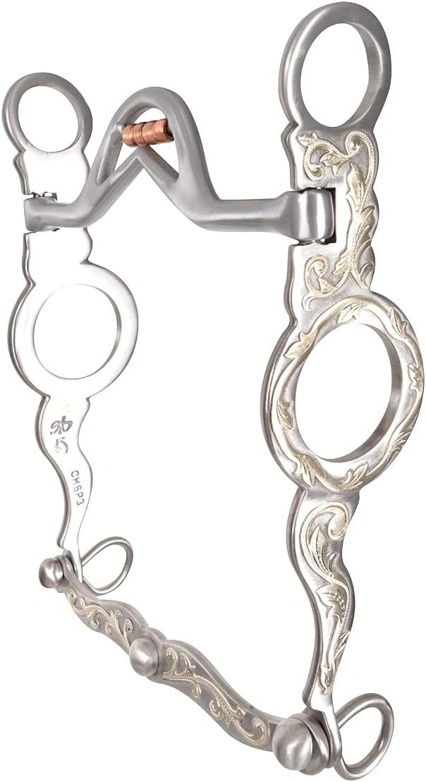 Classic Equine Les Vogt Cowhorse Bit - 5" Sweet Iron Mouth with Copper Inlay, 1.5" Port with Rollers, 8" Shank, German Silver