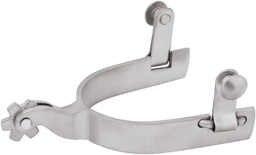 Weaver Leather Men's Plain Stainless Steel Spurs - 3/4" Band, 1-1/2" Shank, 6-Point Rowel