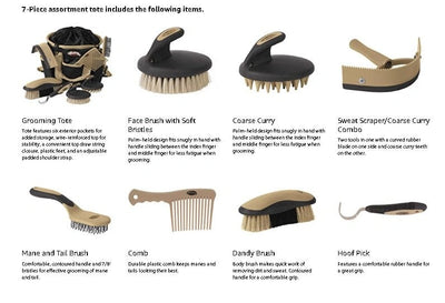 Weaver Leather Horse Equine Grooming Kit 7 - Piece Assortment - Hooves and Paws