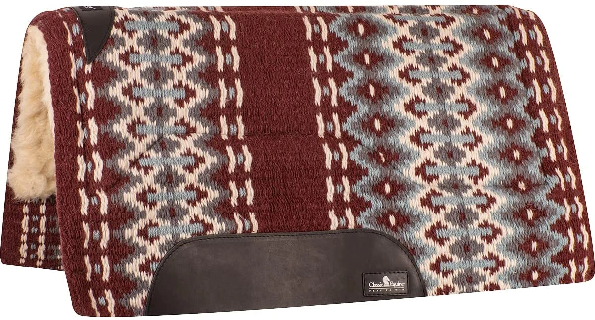 Classic Equine Sensorflex Wool Straight Top Saddle Pad, 3/4 - inch Thick 32 - inch x 34 - inch - Hooves and Paws