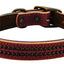 Weaver Leather Outlaw Dog Collar - Golden Brown Single-Ply Harness Leather with Black Dots & Wheat Stitching