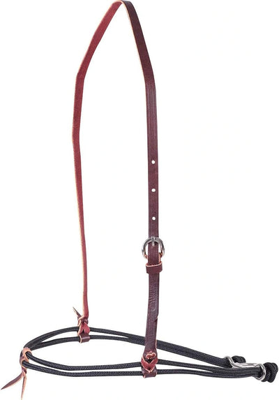Martin Saddlery Double Nylon Rope Horse Noseband - Black with Latigo Leather Hanger