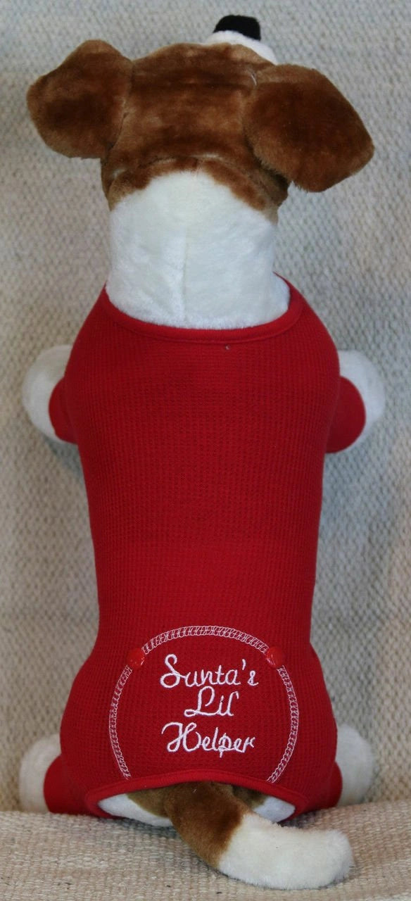 Doggie Design Dog Pjs Pet Pajamas Clothes Holiday Christmas Thermal Santas Lil Helper Embroidered - Hooves and Paws