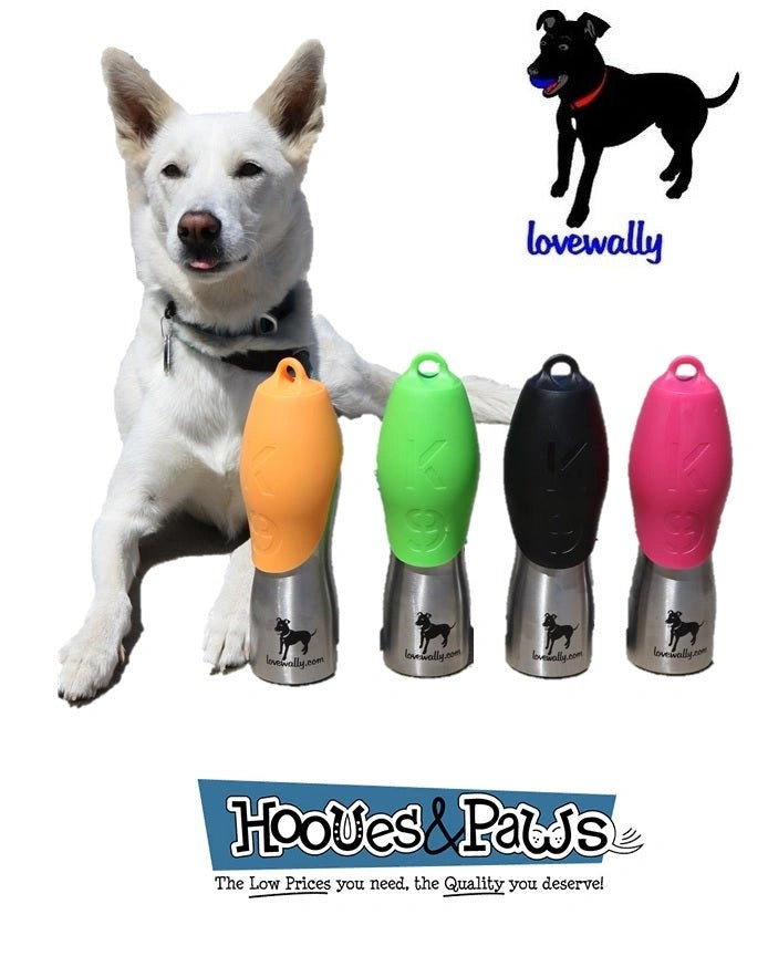 LoveWally Outdoor Adventure Gear 25oz Dog Water Bottle Travel Bowl - Hooves and Paws