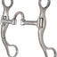 Stainless steel horse bridle bit on a white background