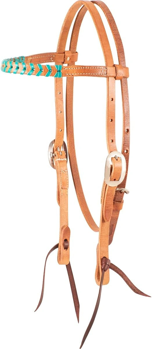 Martin Saddlery Laced Browband Headstall - Turquoise Accent
