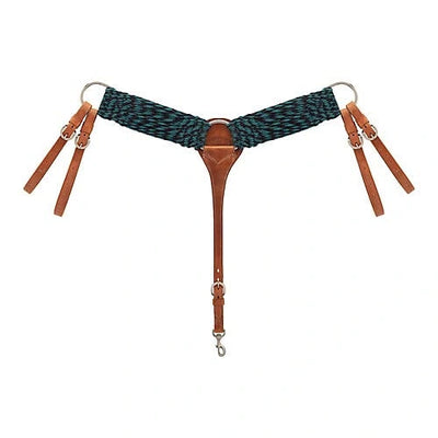 Weaver Leather Mohair Breast Collar Navy/Turquoise