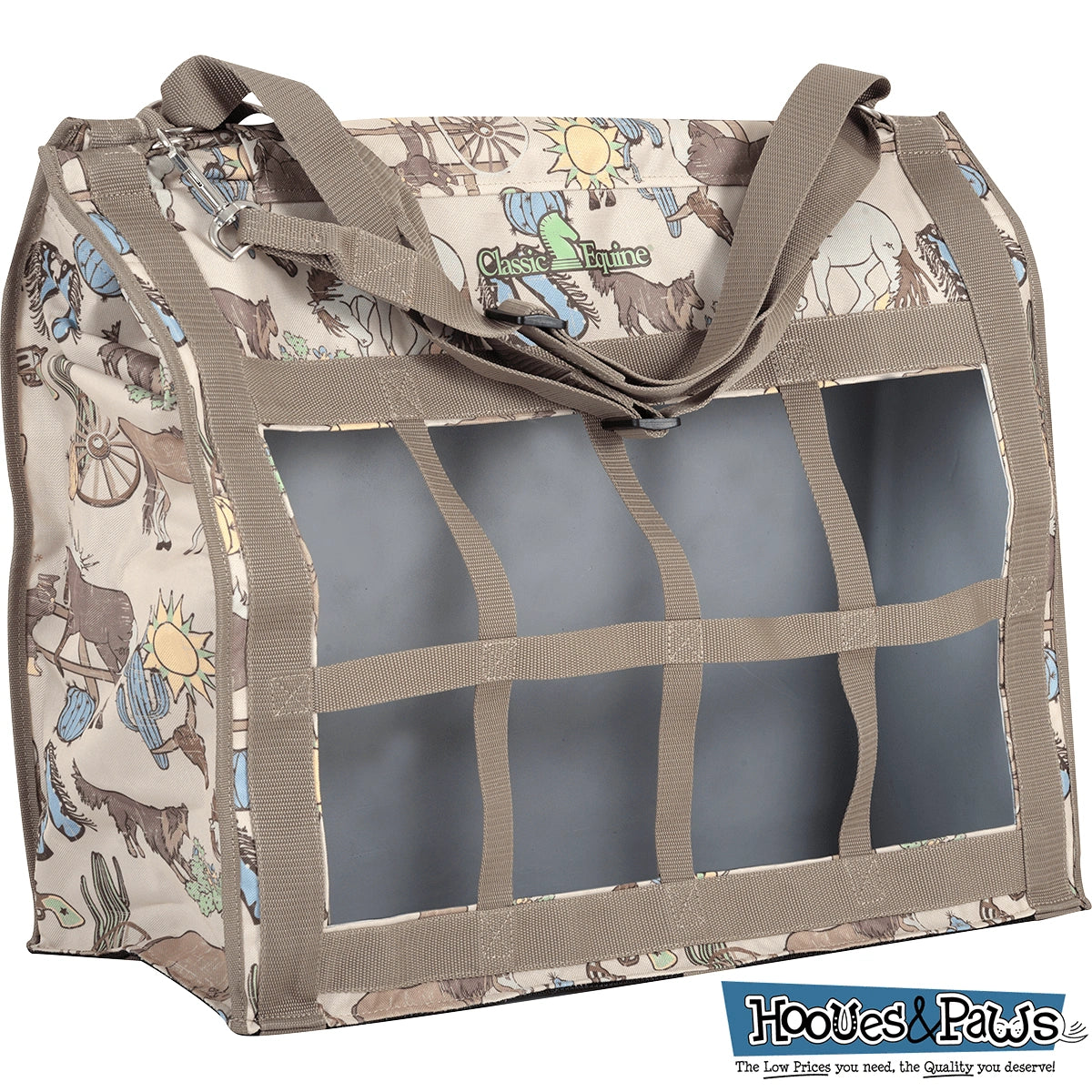 Classic Equine Western Horse Topload Hay Bag Heavy Duty Tote - Hooves and Paws
