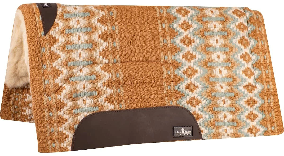 Classic Equine Sensorflex Wool Straight Top Saddle Pad, 3/4 - inch Thick 32 - inch x 34 - inch - Hooves and Paws