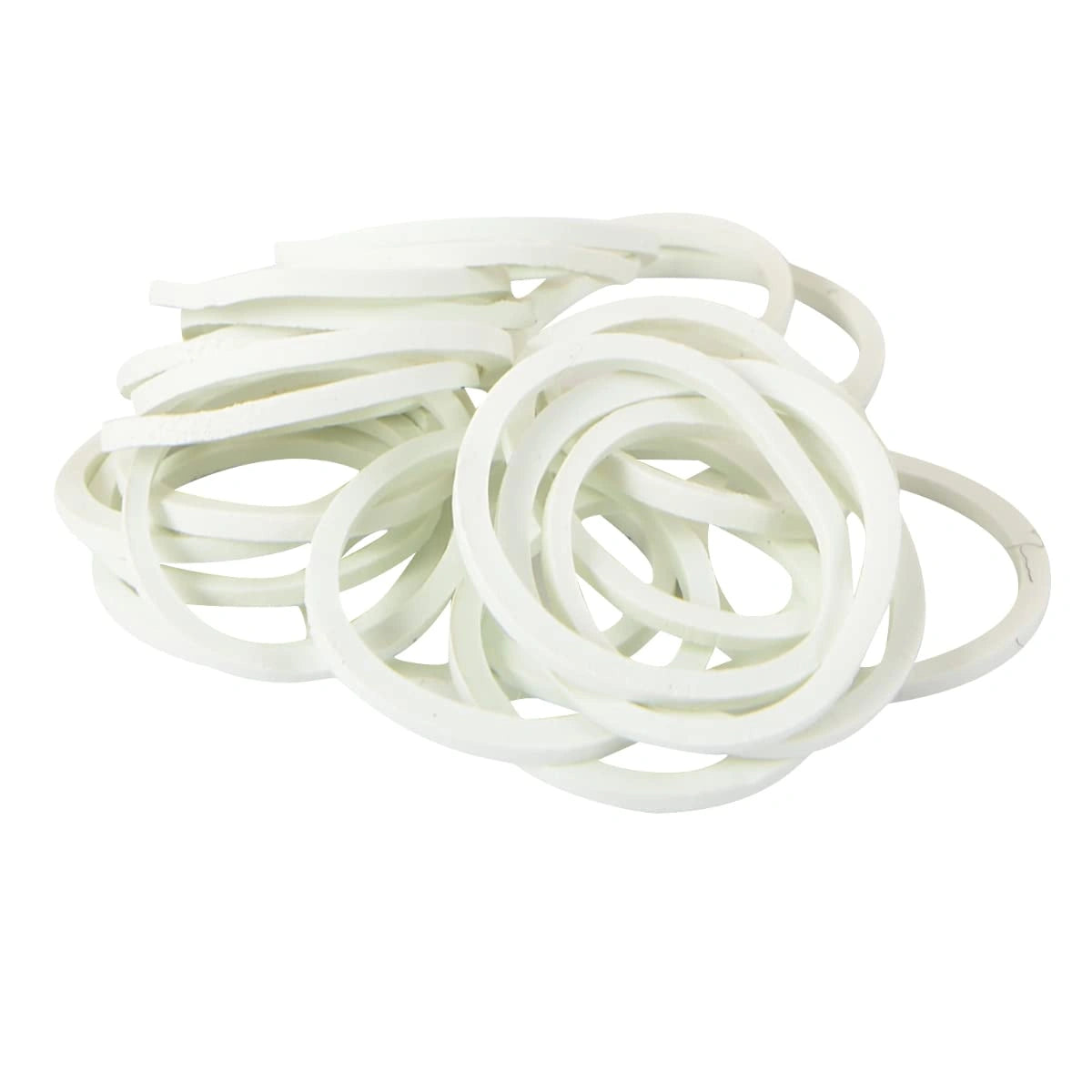 White rubber bands on a white background