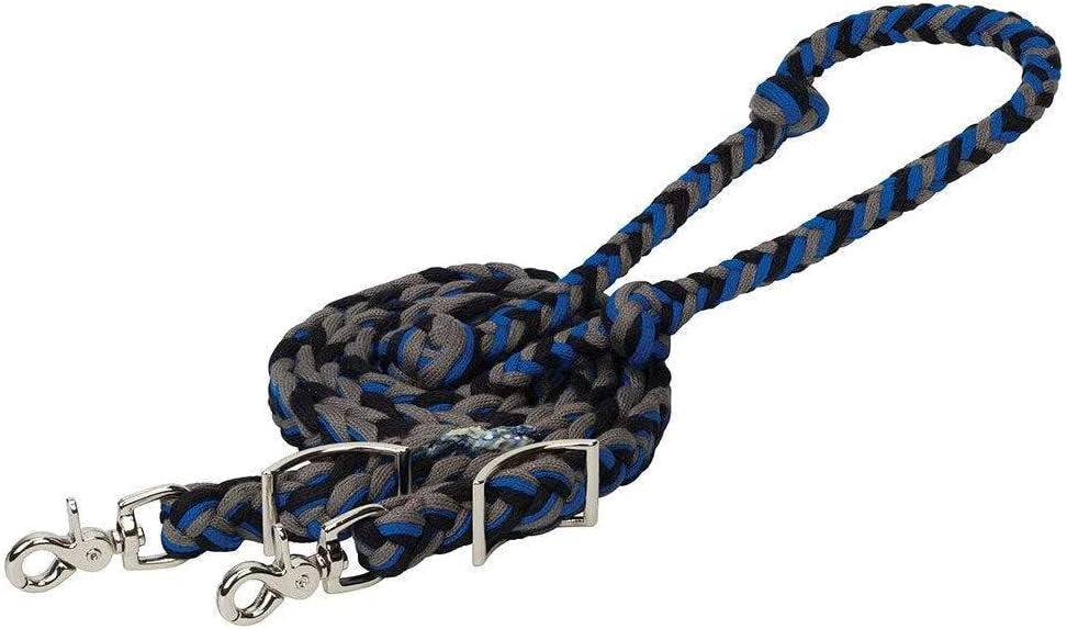 Bamboo 8ft Flat Barrel Reins Turq/Rasp/Green N/A - Hooves and Paws