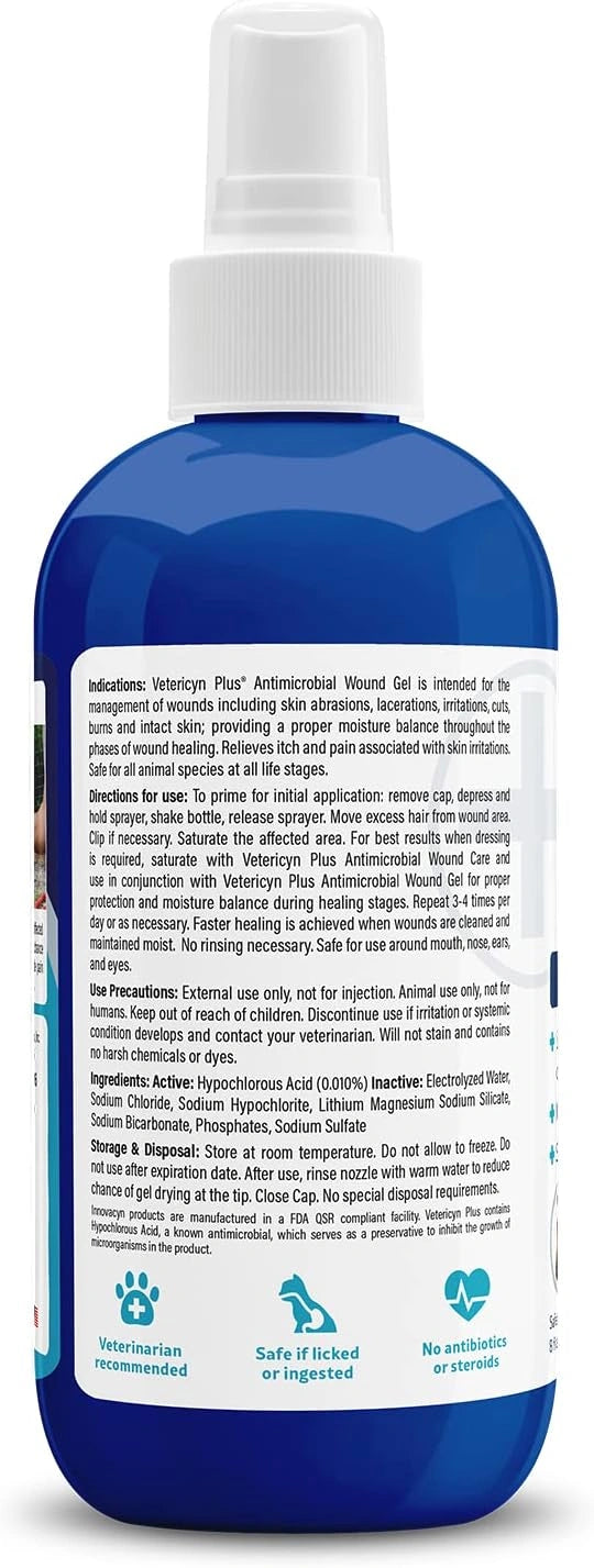 Vetericyn Plus All Animal Wound Care Hydrogel Spray - Non-Toxic Healing Aid for Dogs, Cats, and Horses