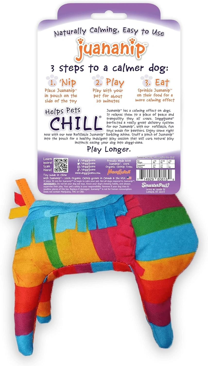 Doggijuana Refillable Premium Organic USA Catnip Dog Toy Naturally Calming - Hooves and Paws