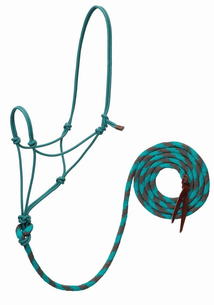 Weaver Leather Bamboo Ecoluxe Horse Equine Average Rope Halter with 10' Lead - Hooves and Paws