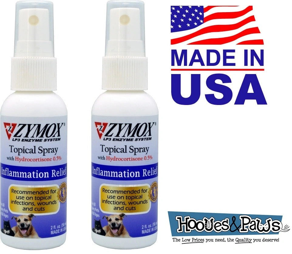 Zymox Topical Spray Pet Dog For Hot Spots and Skin Infections Relief 2 oz - Hooves and Paws