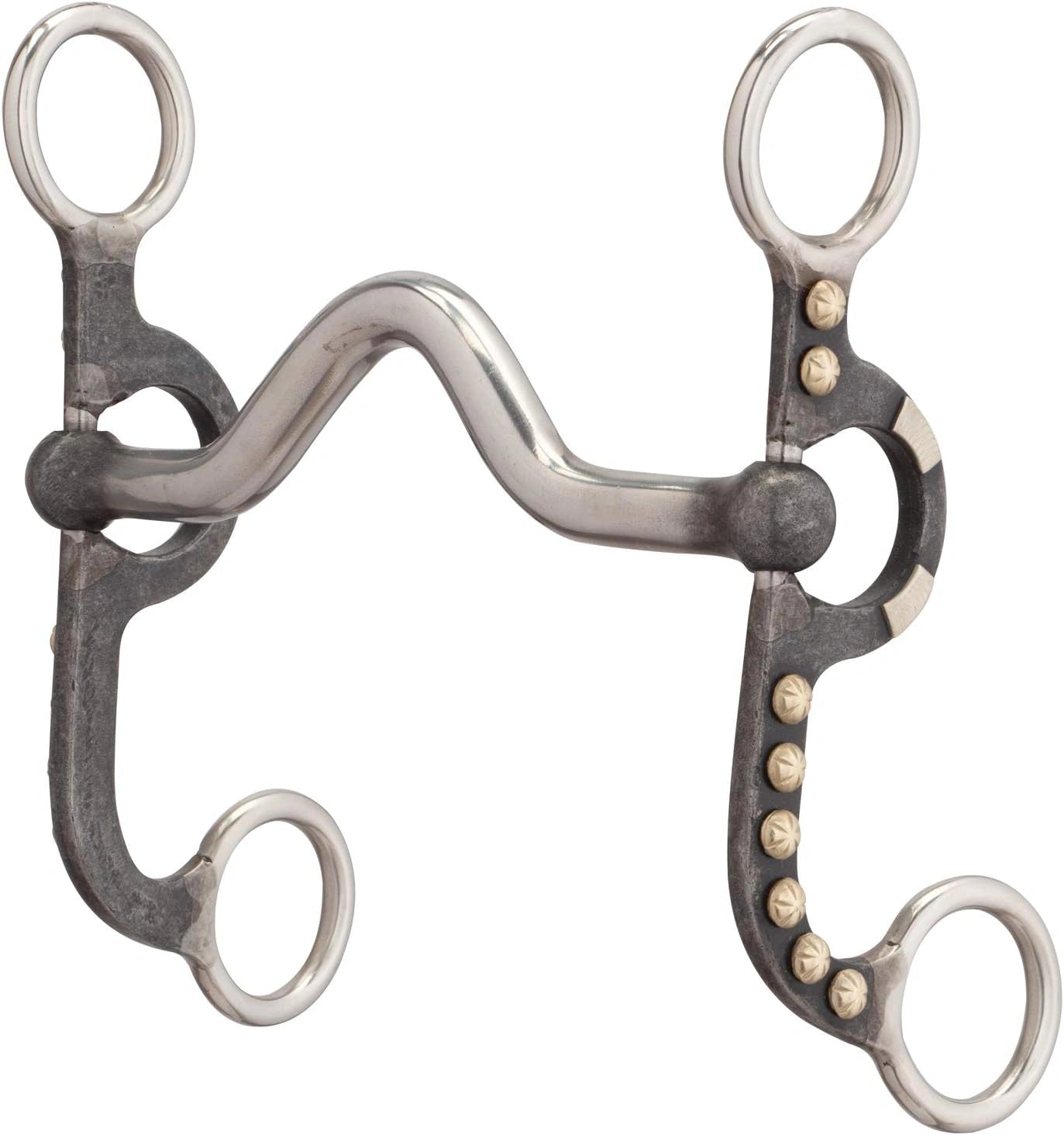 Weaver Leather Pony Bit - 4-5/8" Medium Port Mouth, 6" Argentine Cheeks, Buffed Black with German Silver
