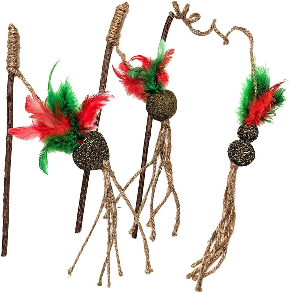 Ethical Pet Spot Holiday Silver Vine Teaser Wand Cat Toy - 12-inch Wand, Assorted Styles