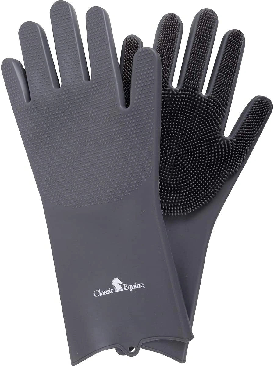 Classic Equine Horse Grooming Equestrian Pet Wash Gloves - Hooves and Paws