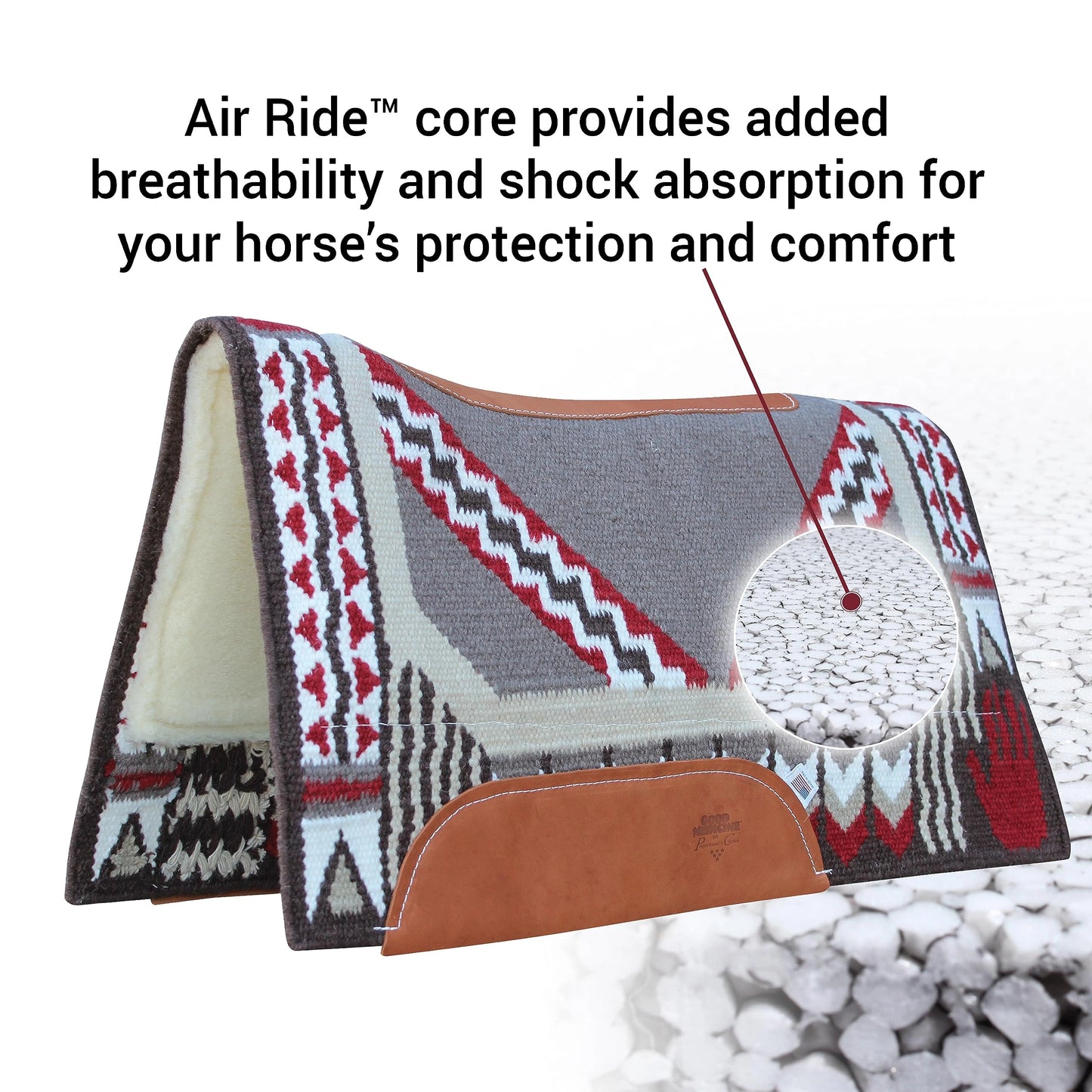 Professional's Choice Good Medicine Comfort-Fit SMX Air Ride Pad New Zealand Wool with Leather Reinforced Spine and Wither