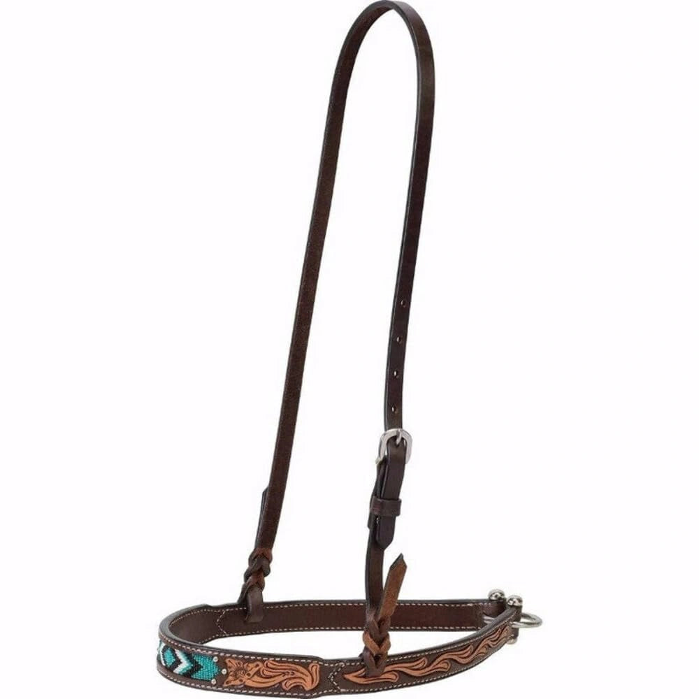 Weaver Leather Turquoise Diamond Beaded Headstall - Dark Oil