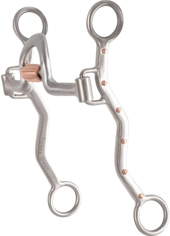 Classic Equine Rickey Green Port Setter Bit - Copper Roller Ported Mouthpiece for Team Roping