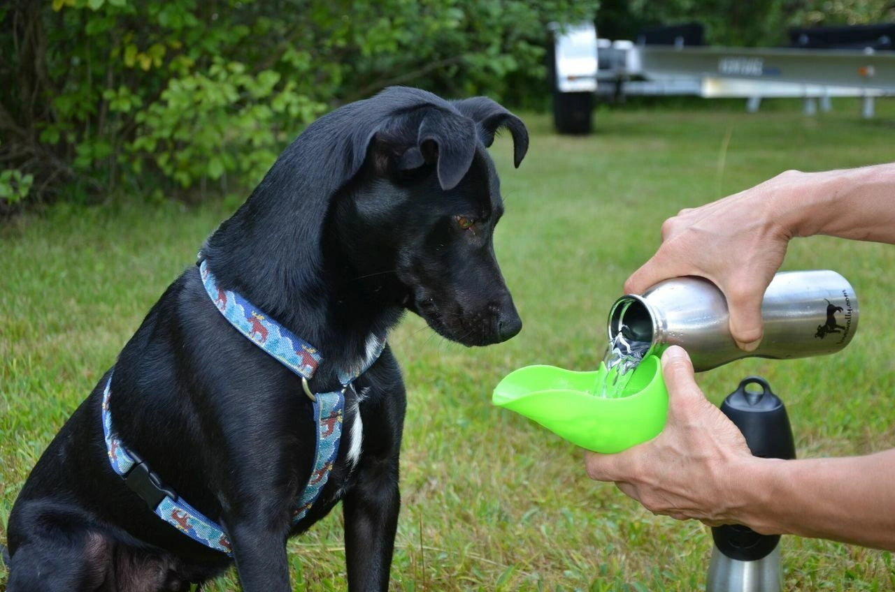 LoveWally Outdoor Adventure Gear 25oz Dog Water Bottle Travel Bowl - Hooves and Paws