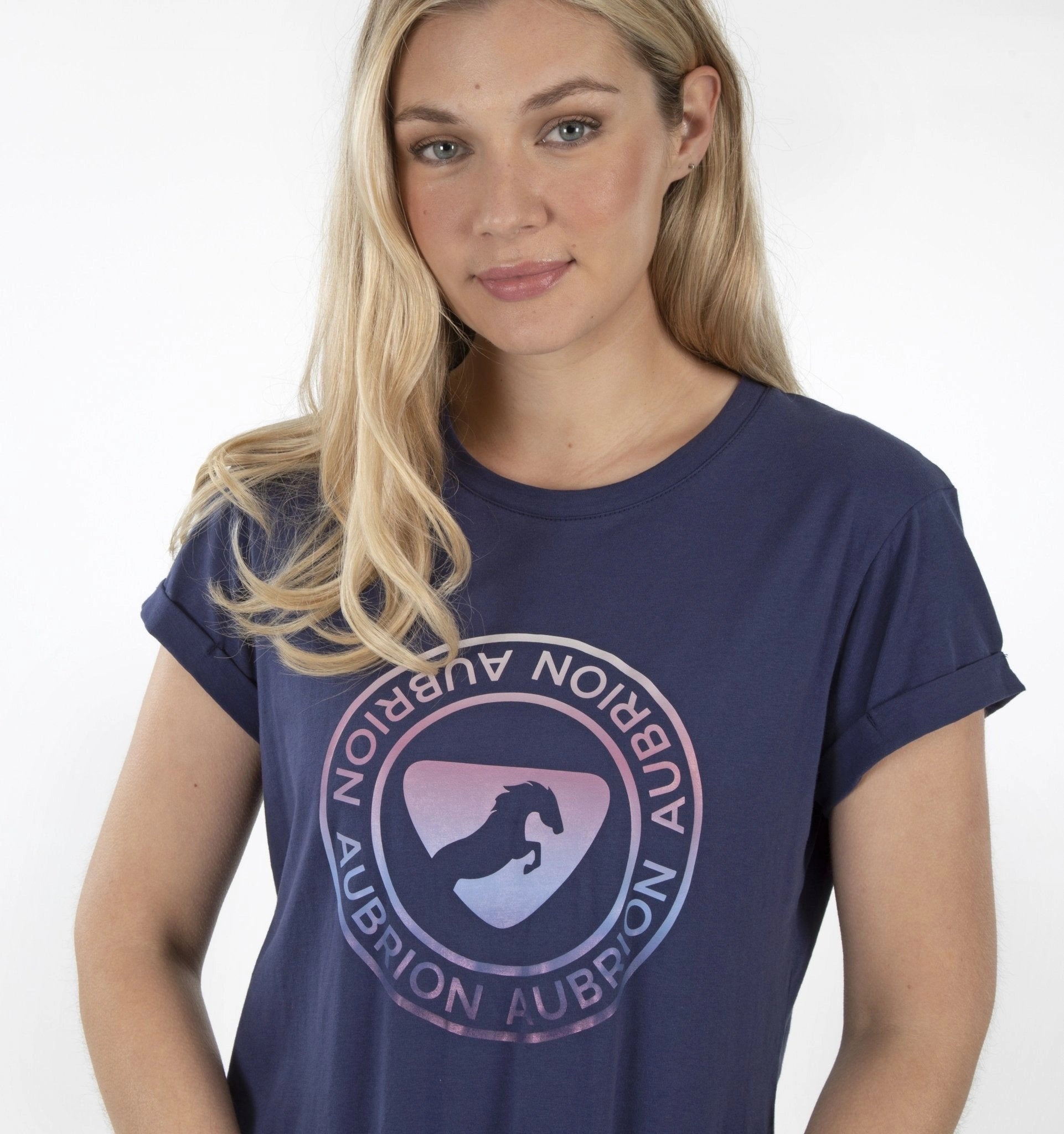 Shires Equine Aubrion Croxley Riding T-Shirt Dark Navy Shirt Ladies 8160 - Hooves and Paws