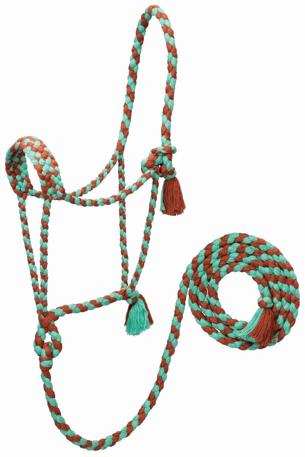 Weaver Leather Bamboo Ecoluxe Horse Equine Braided Rope Halter with 8' Lead - Hooves and Paws