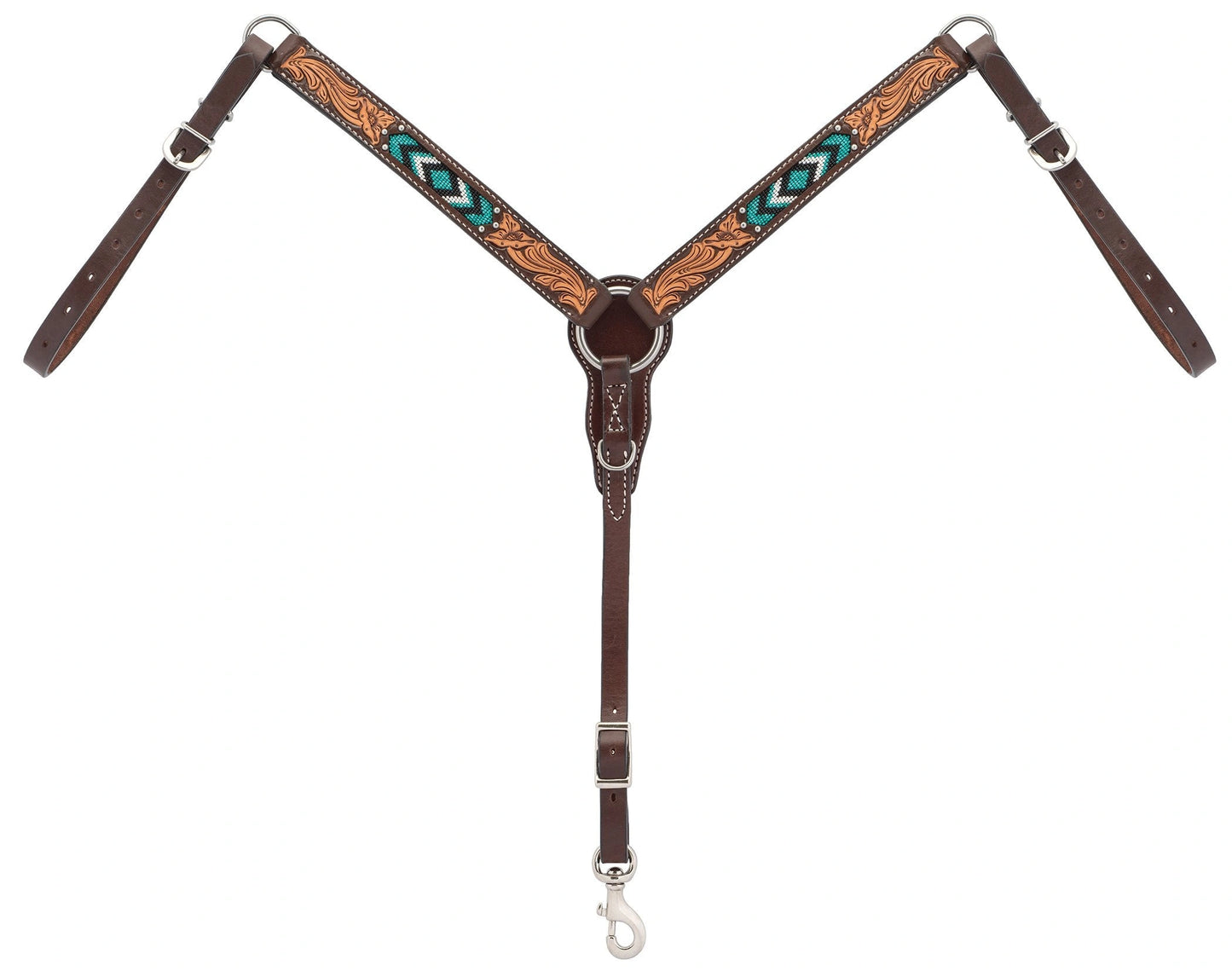 Weaver Leather Turquoise Diamond Beaded Headstall - Dark Oil