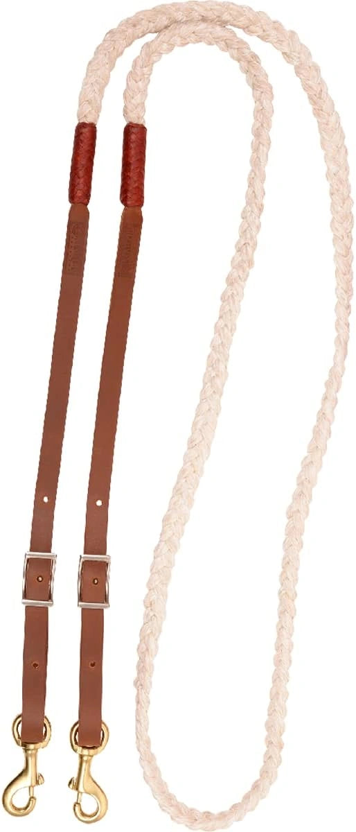 Martin Saddlery Nylon Braided Latigo Roping Rein with Leather Ends - 5/8" x 7ft