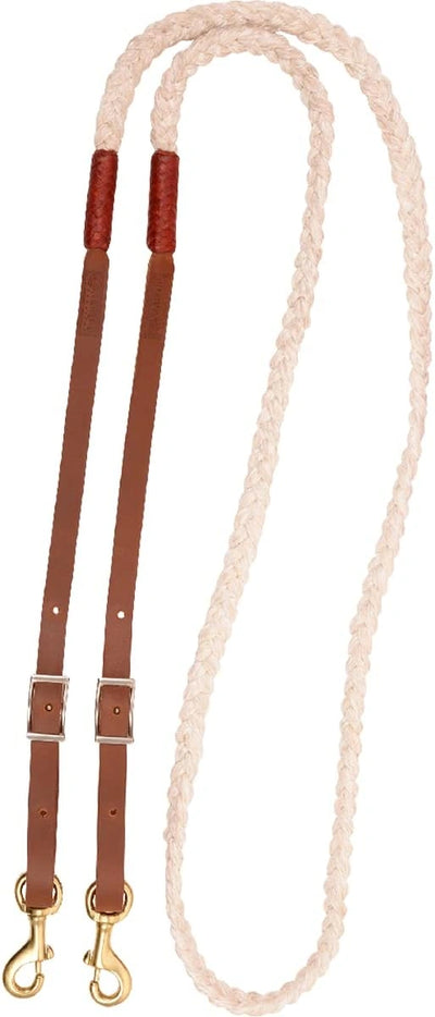 Martin Saddlery Nylon Braided Latigo Roping Rein with Leather Ends - 5/8" x 7ft