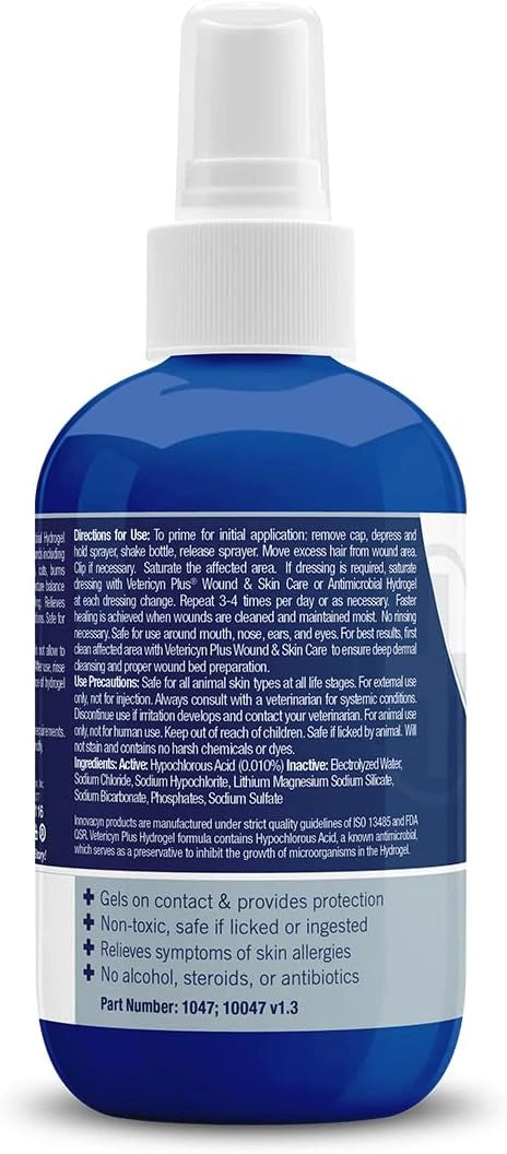 Vetericyn Plus All Animal Wound Care Hydrogel Spray - Non-Toxic Healing Aid for Dogs, Cats, and Horses
