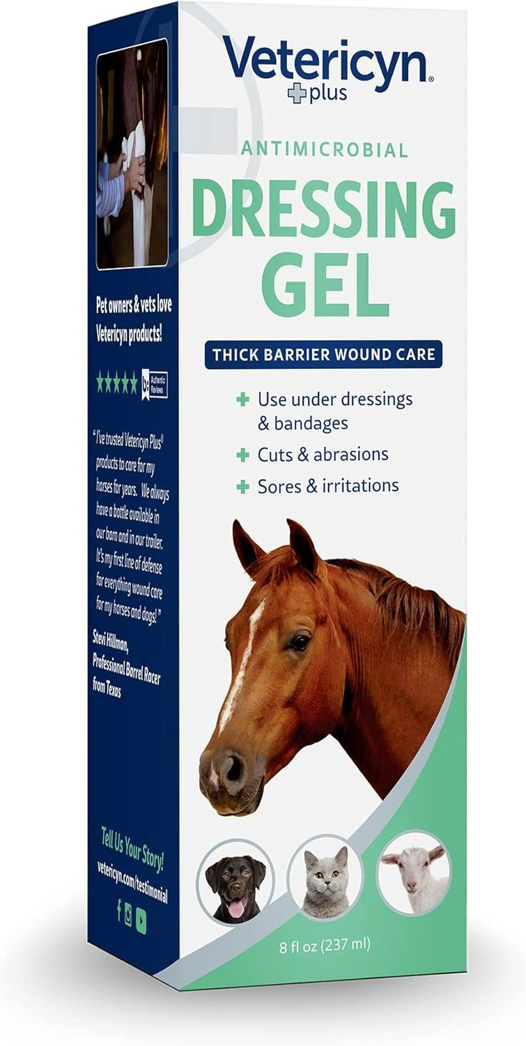 Vetricyn Plus Wound Dressing Gel - Advanced Wound Care & Healing Barrier for Dogs, Cats, Horses - 8 oz