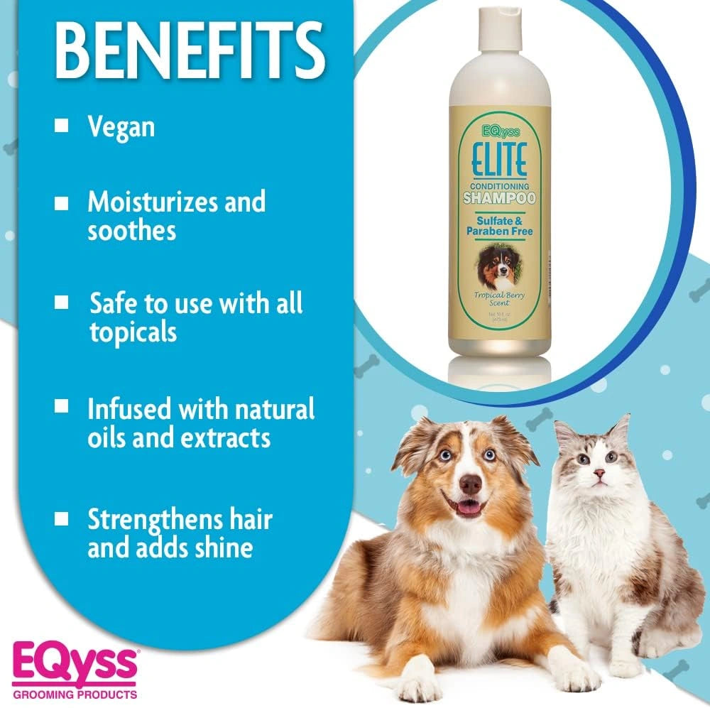 EQyss Elite Conditioning Pet Shampoo - Moisturizes Coat, Tropical Berry Scent with Botanical Extracts, Paraben and Sulfate Free, Aloe Vera, USA Made (Sell out)