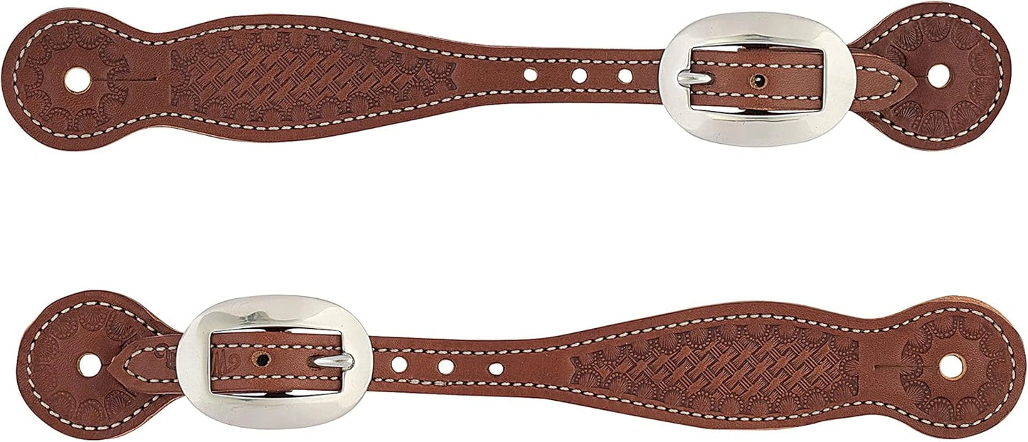 Weaver Leather Ladies' Floral Spur Straps - Hermann Oak Harness Leather, Antique Copper Spots