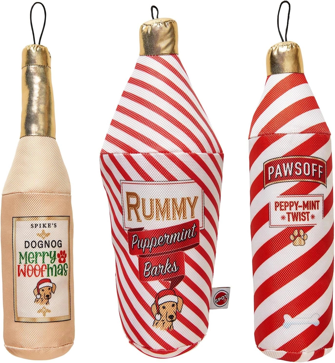Ethical Products SPOT Holiday Christmas Fun Drinks Squeaker Dog Pet Toys 11" - Hooves and Paws