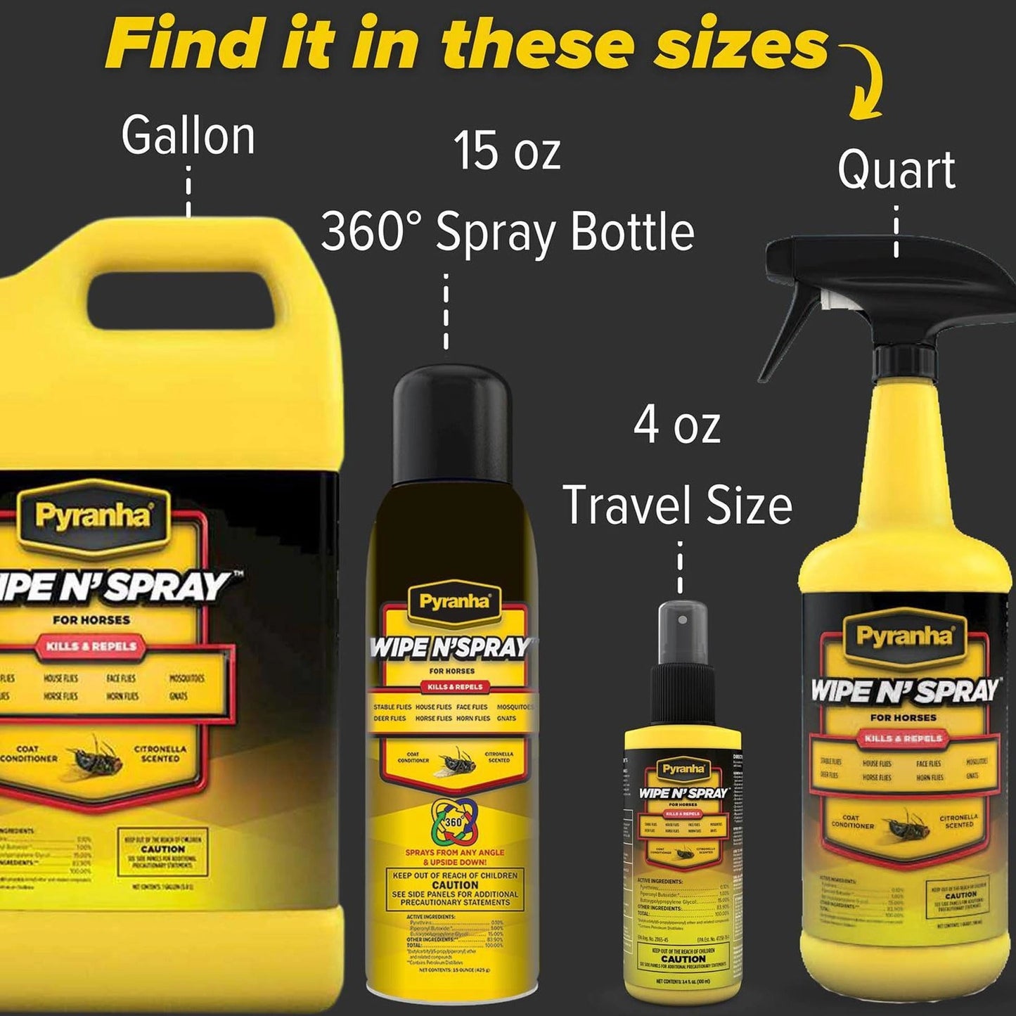 Pyranha Wipe N' Spray – Oil-Based Sweat-Resistant Fly Control