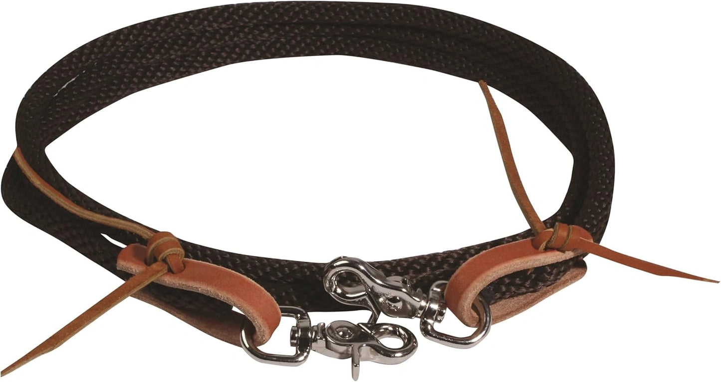 Professional's Choice Schutz Poly Roper Reins - 3/8" x 8' Poly Rope with Scissor Snaps & Leather Loops